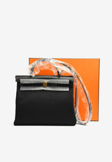 Herbag 31 in Black Toile and Vache Hunter Leather with Gold Hardware