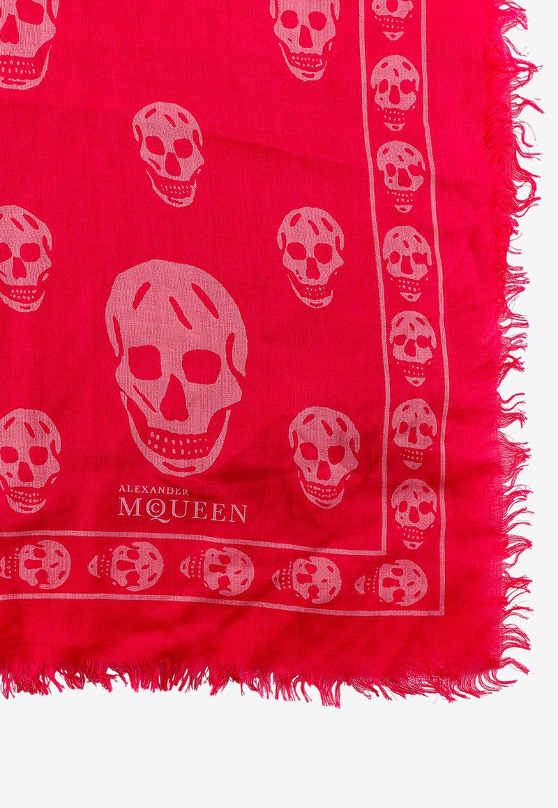 Skull Print Frayed Scarf