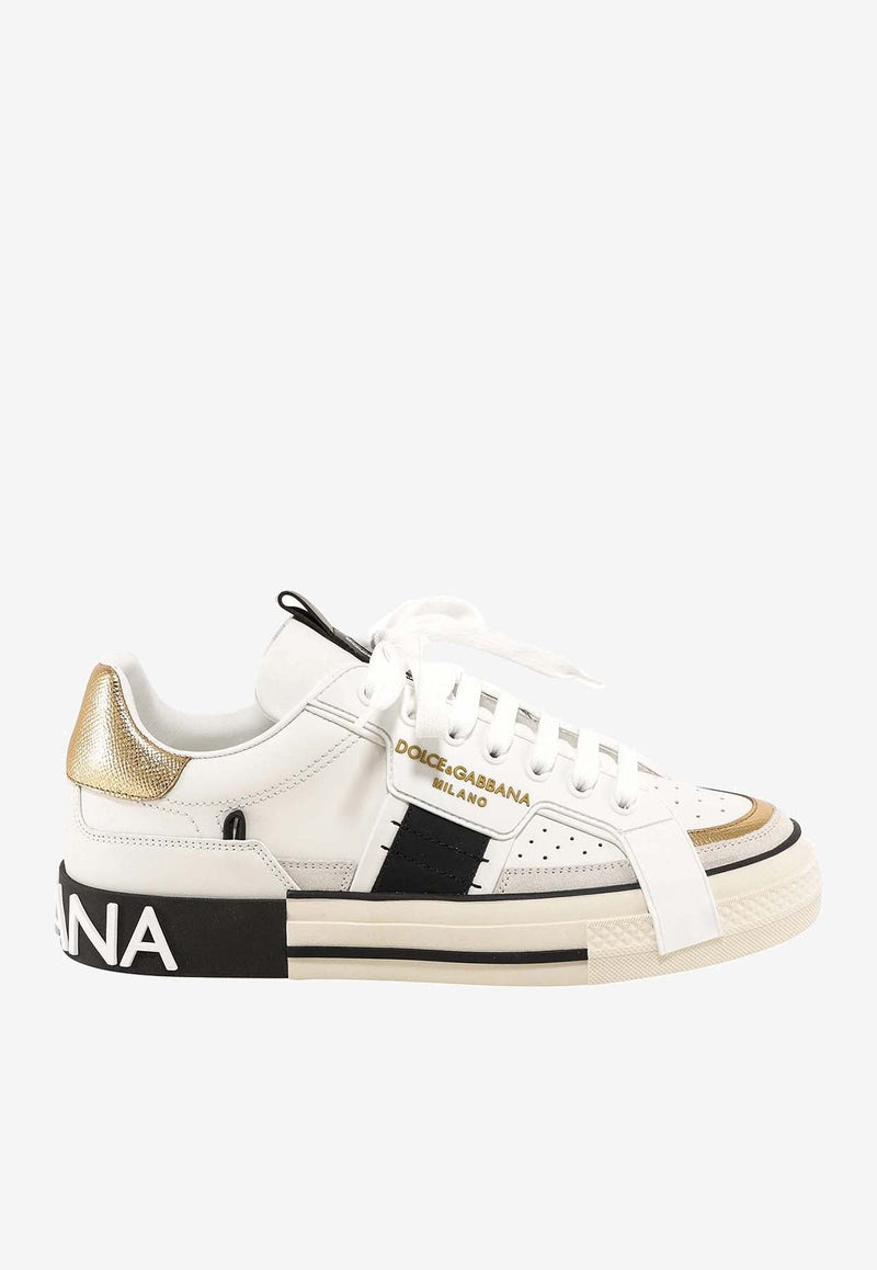 2.Zero Leather Low-Top Sneakers