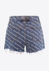 Bite Logo Print Denim Shorts