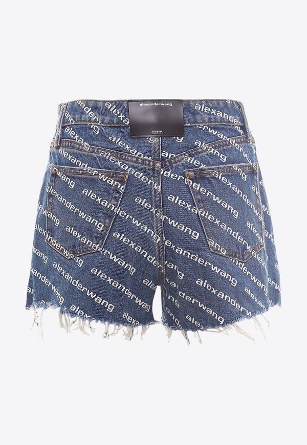 Bite Logo Print Denim Shorts