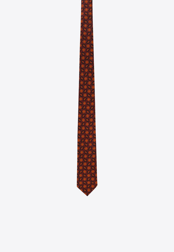 Patterned Wool-Blend Tie