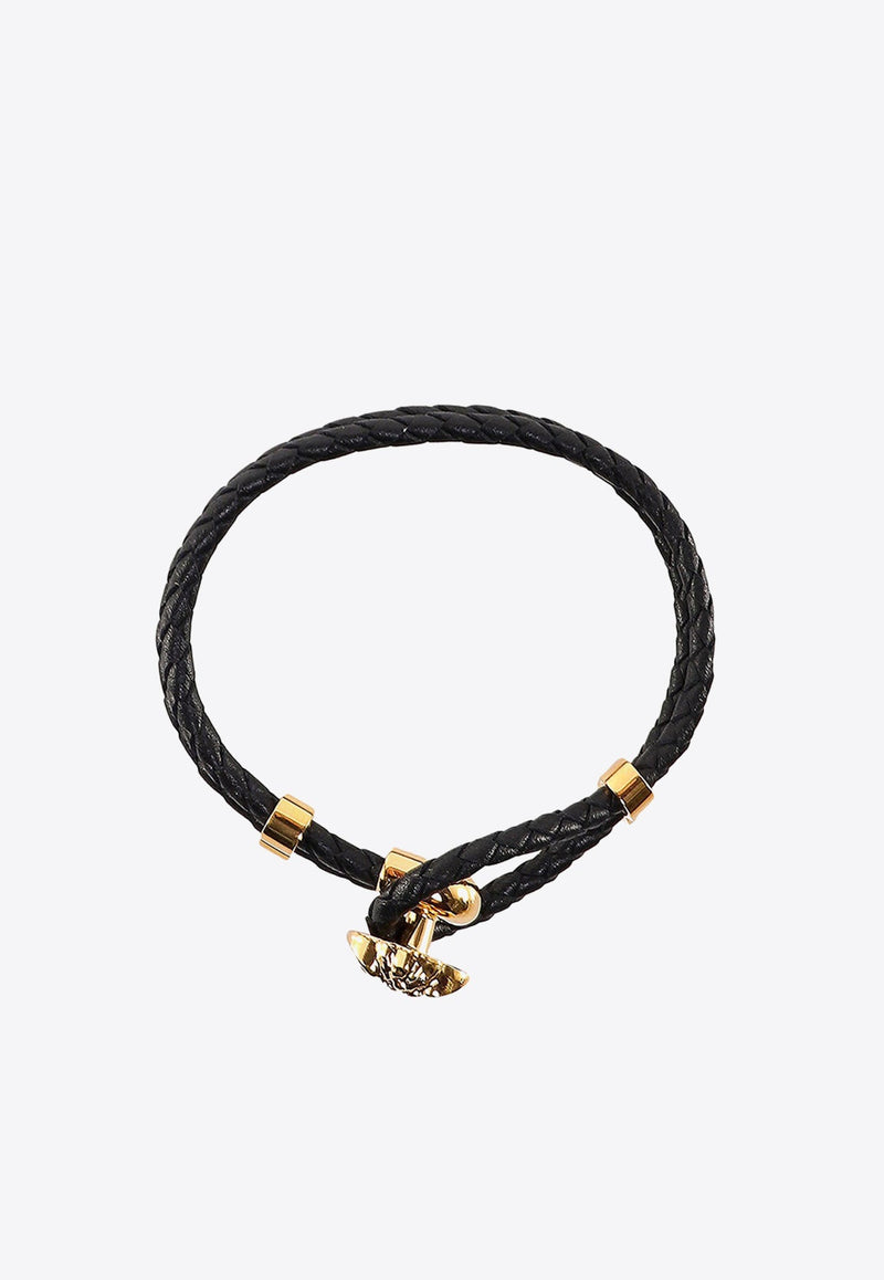 Medusa Double-Strap Leather Bracelet