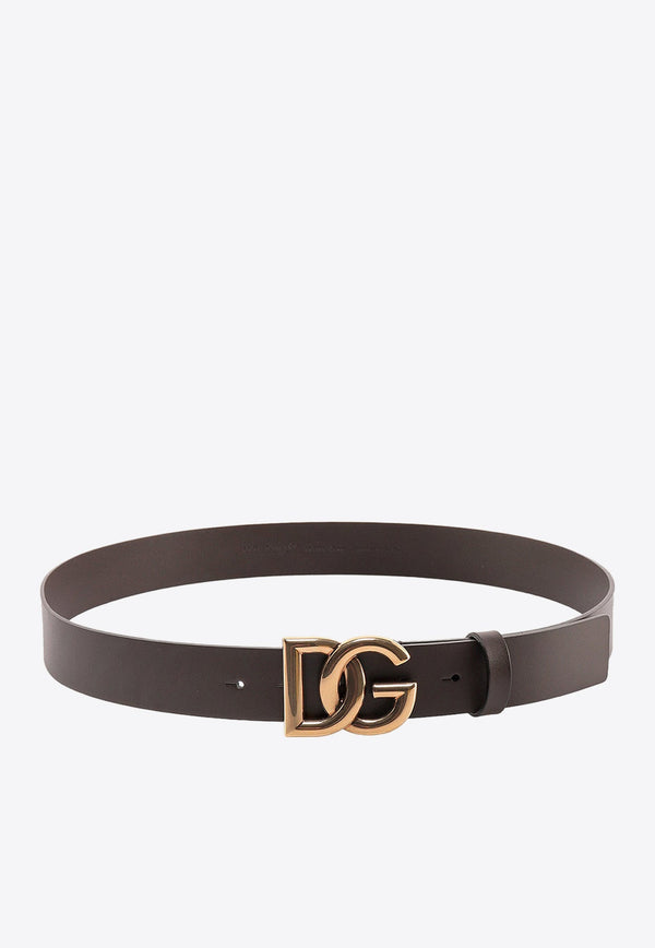 Lux Leather Logo Buckle Belt