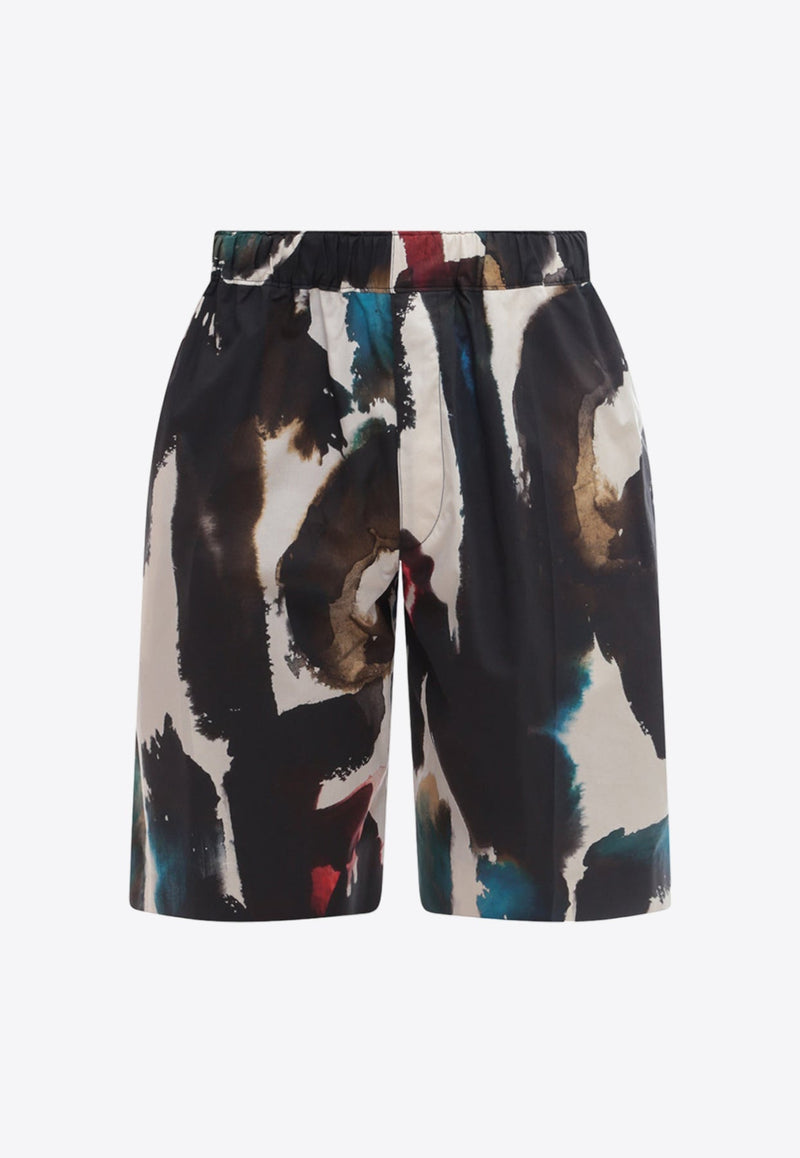 All-Over Graffiti Acquerello Print Bermuda Shorts