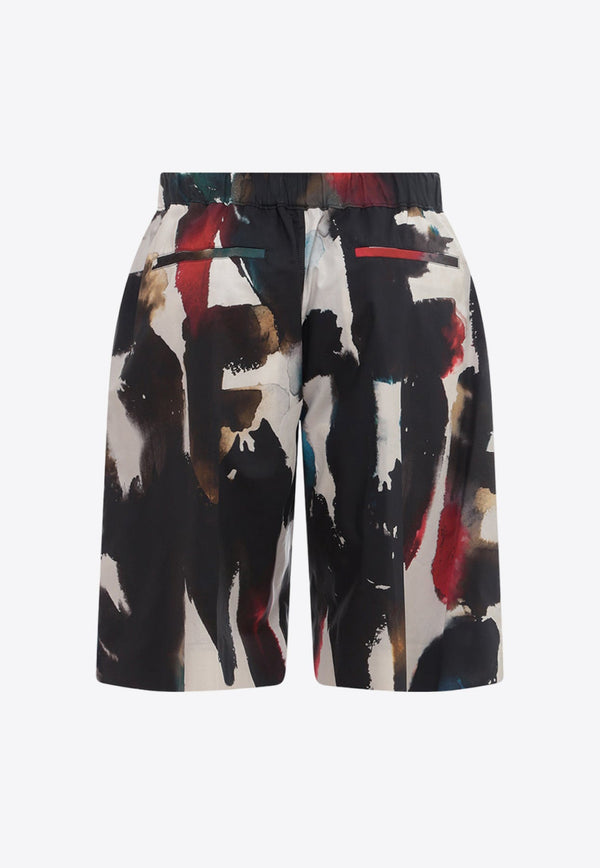 All-Over Graffiti Acquerello Print Bermuda Shorts