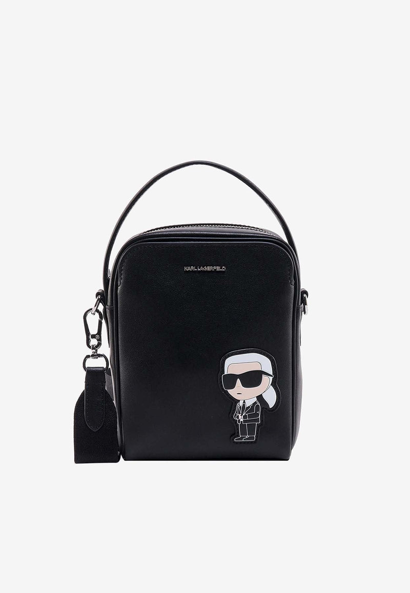 Karl Patch Leather Crossbody Bag