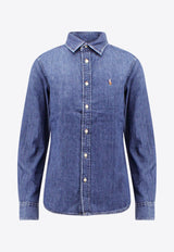 Logo Embroidered Denim Shirt