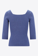 Square-Neck Rib Knit Top