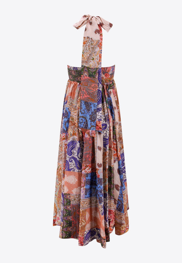 Devi Paisley-Print Halterneck Dress