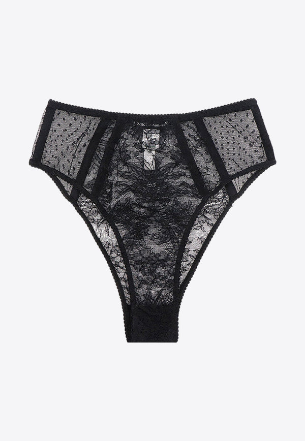 High-Waist Plumetis Lace Panties