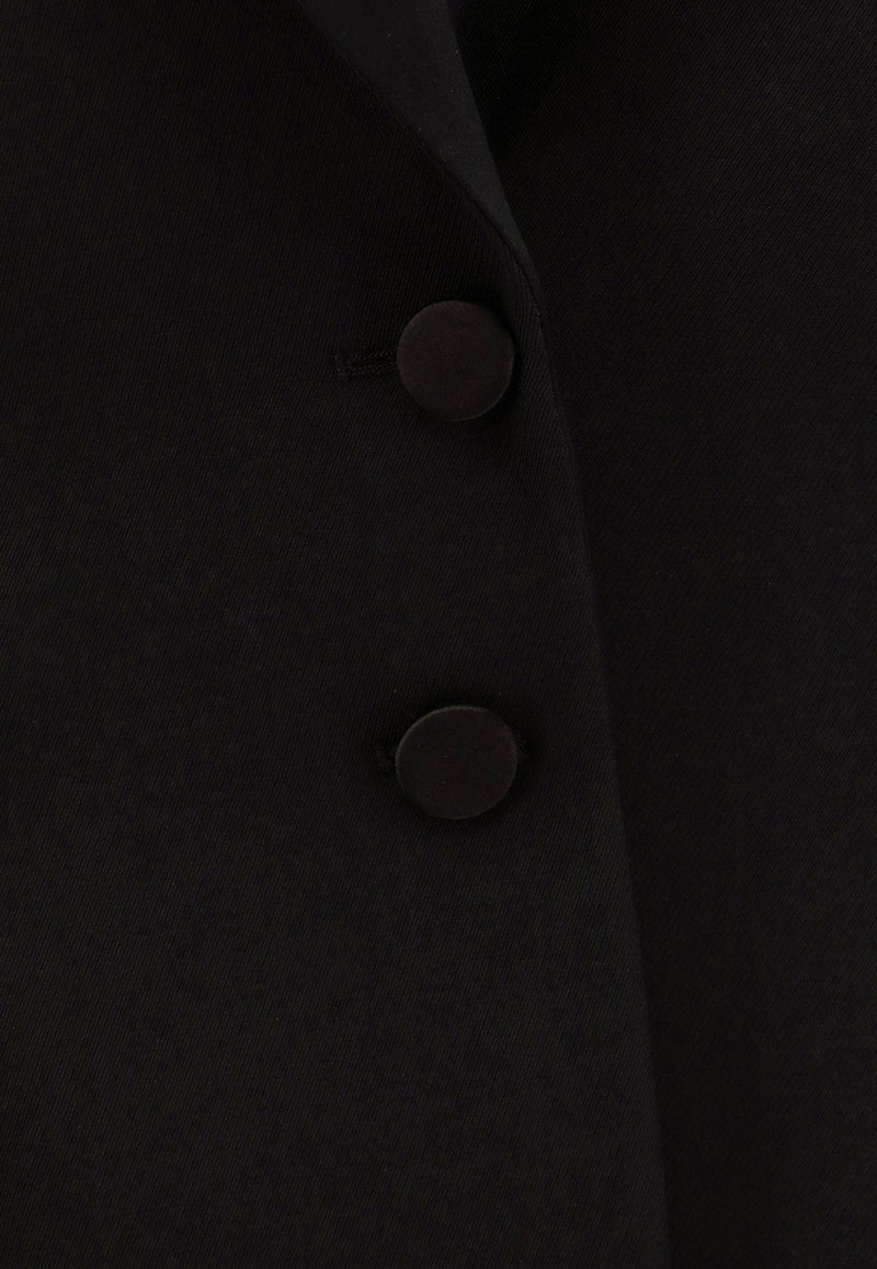 Single-Breasted Pleated Wool Blazer