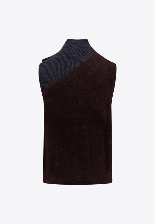 High-Neck Paneled Sweater Vest