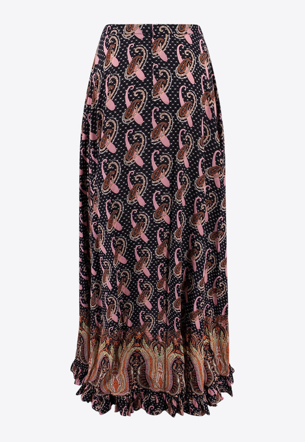 Paisley Print Silk Maxi Skirt