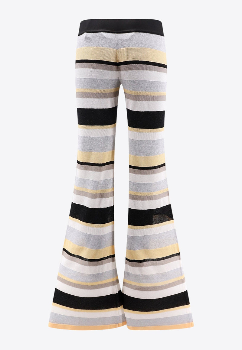 Striped Lurex Knit Flared Pants