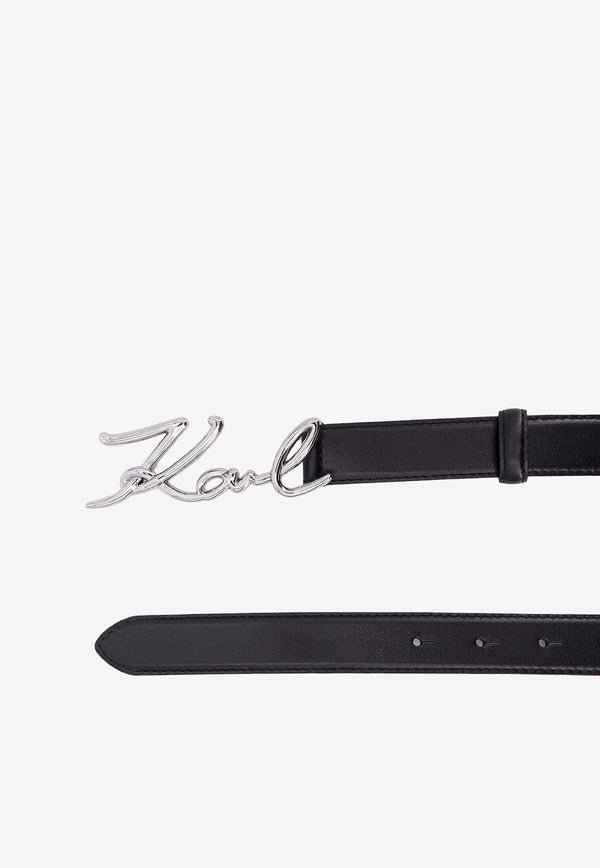 Signature Plaque Leather Belt