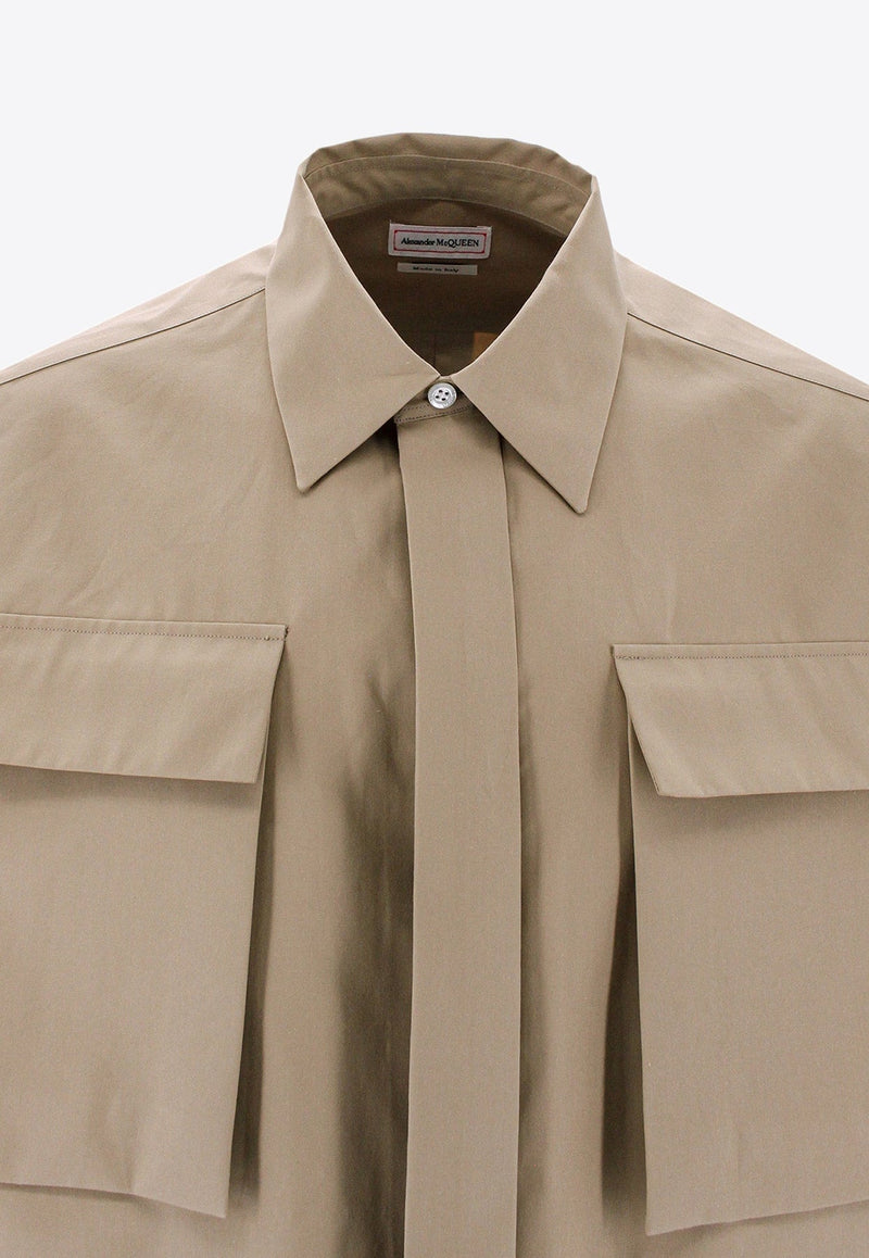 Flap-Pockets Buttoned Shirt