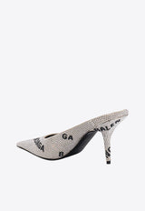 Square Knife 90 Rhinestone Embellished Mules