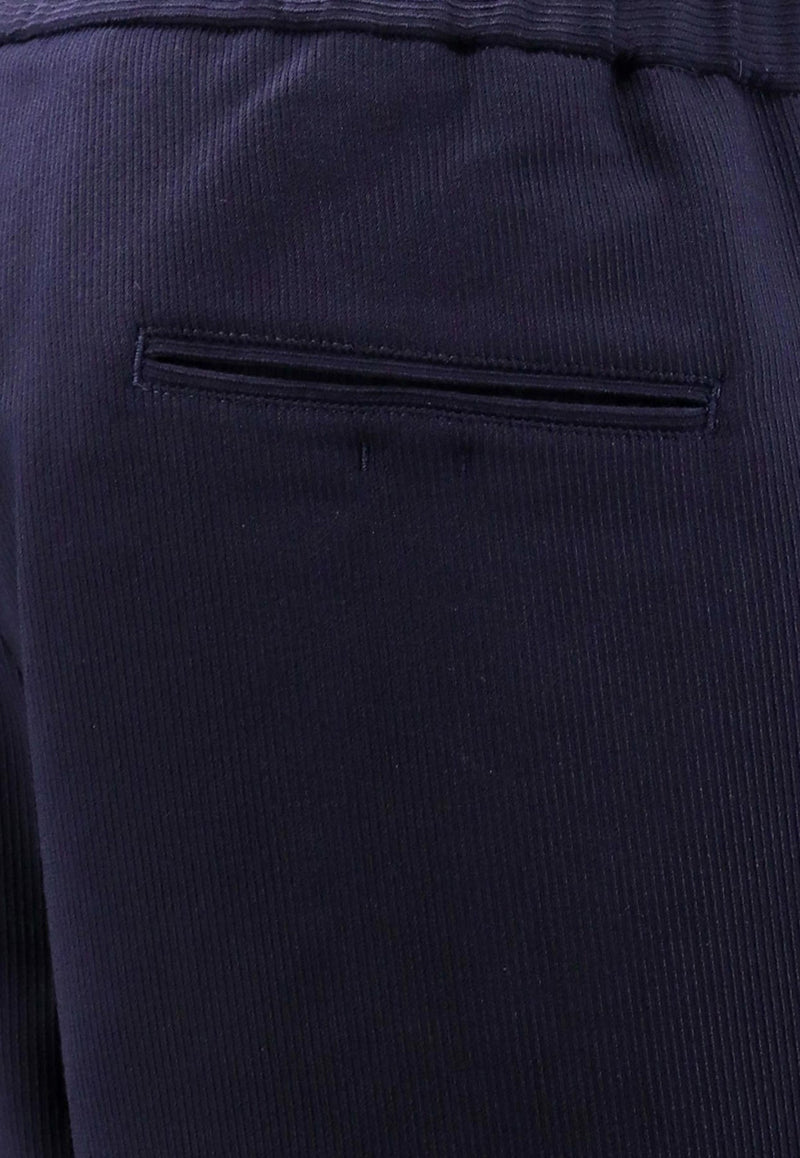 Tapered Ribbed Wool-Blend Pants