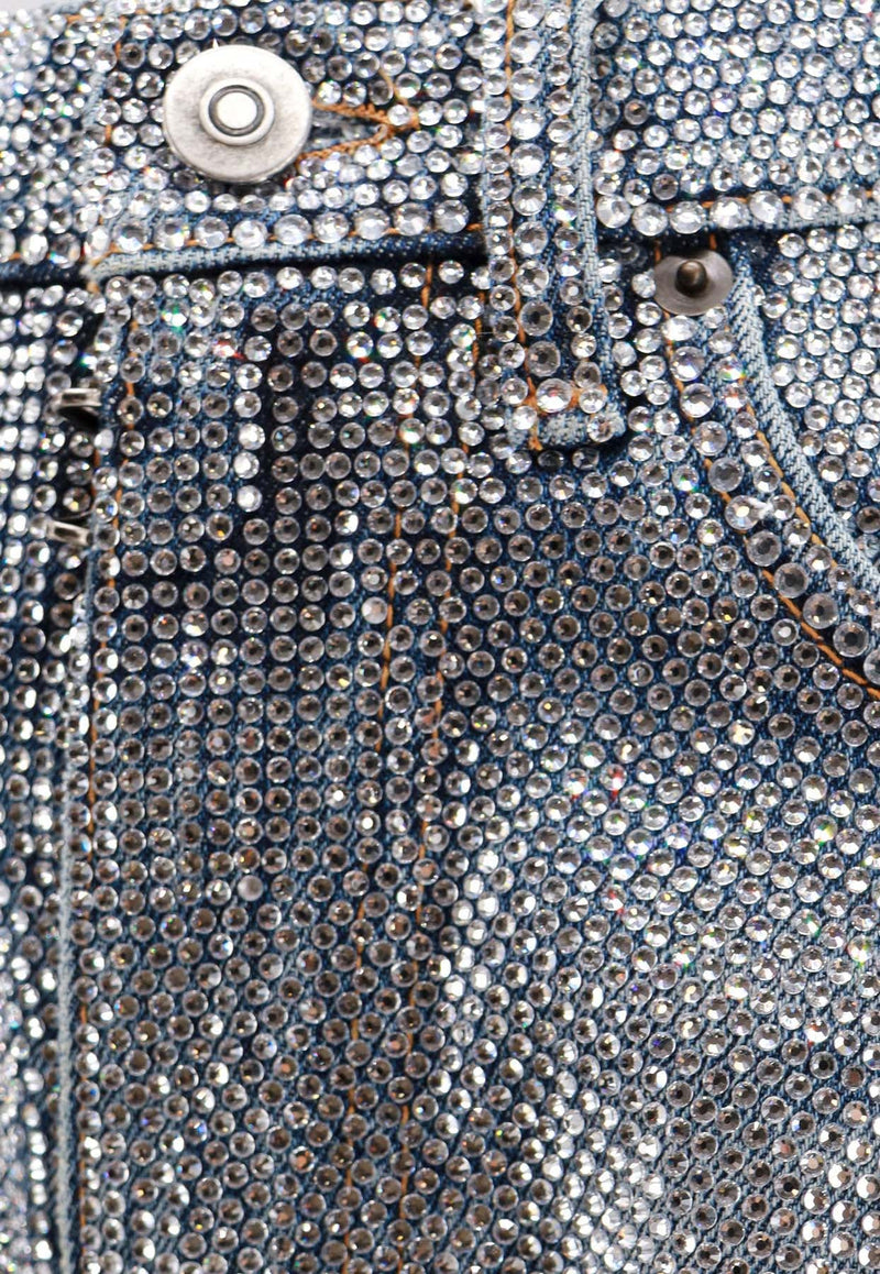 All-Over Rhinestone Mini Shorts