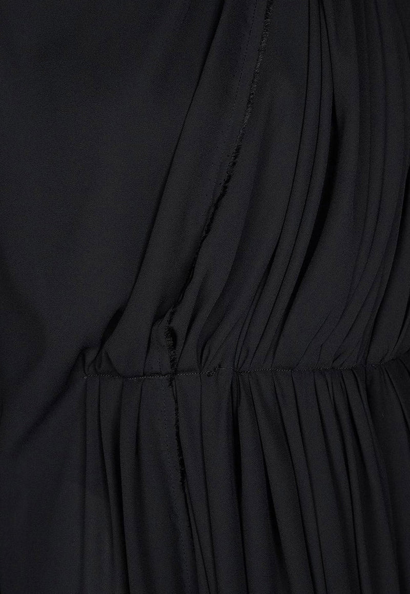 Asymmetric Plisse Midi Dress
