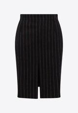 Pinstriped Wool Knee-Length Skirt