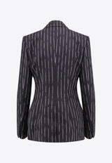 Double-Breasted Pinstripe Wool Blazer