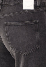 Open-Knee Washed Jeans