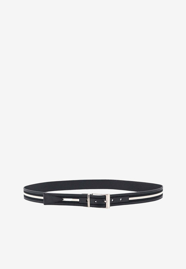 Striped Logo Print Belt