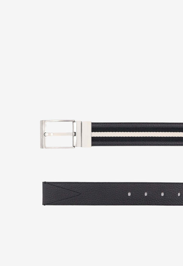 Striped Logo Print Belt