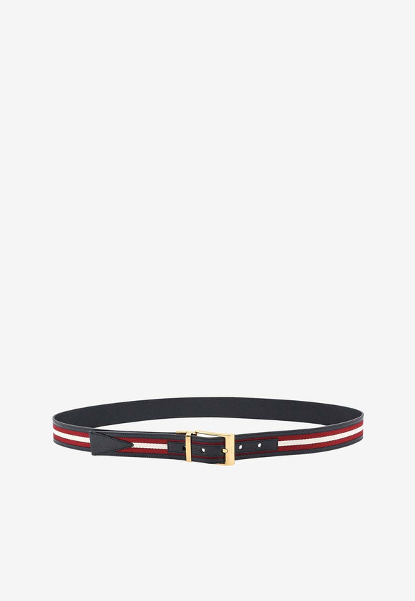 Striped Logo Print Belt