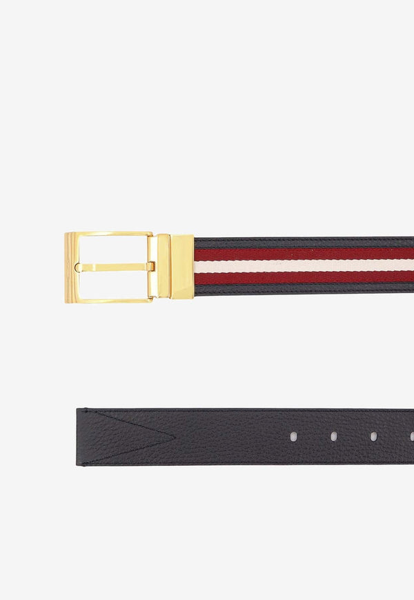 Striped Logo Print Belt