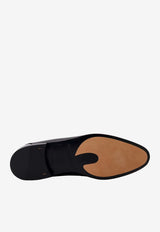 Metal Heel Detail Leather Loafers