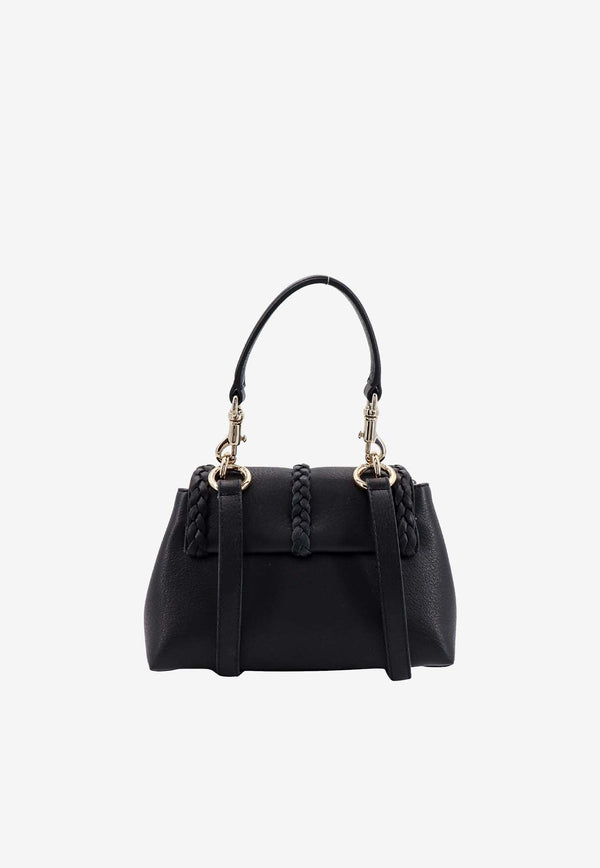 Mini Penelope Grained Leather Top Handle Bag