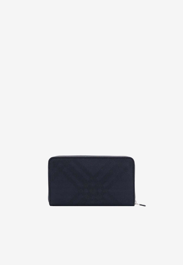 Jacquard Check Zip-Around Wallet