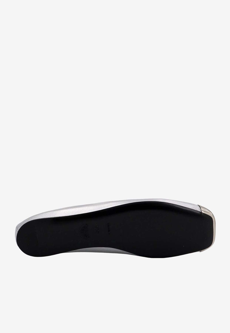 Punk Laminated Leather Ballet Flats