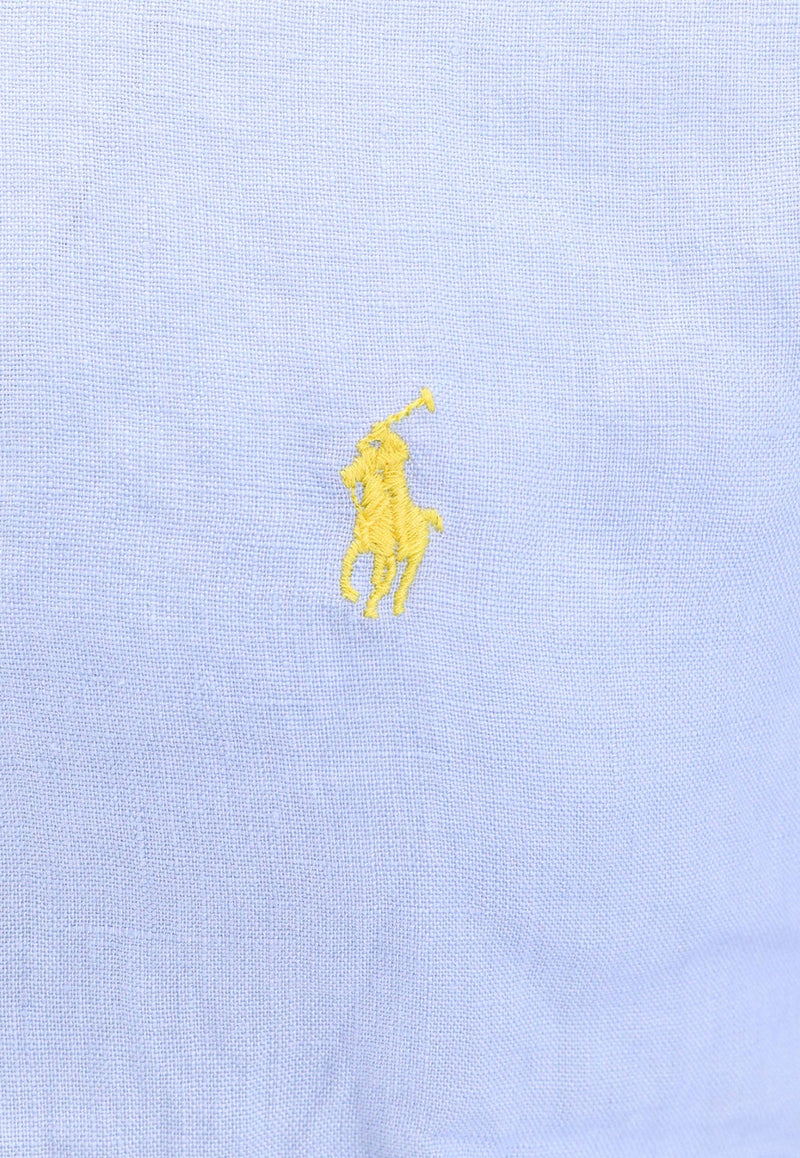 Embroidered Logo Long-Sleeved Shirt