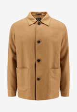 Linen Blend Button-Up Jacket