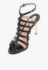 Carine 105 Strappy Sandals in Croc-Embossed Leather