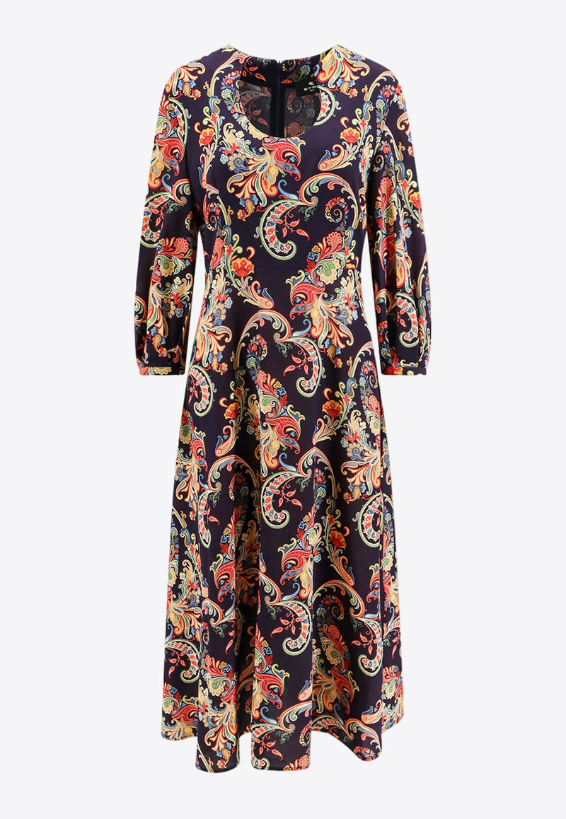 Paisley Print Midi Dress