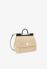 Large Sicily Raffia Top Handle Bag