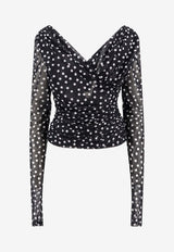 Polka Dot Tulle Wrap Blouse