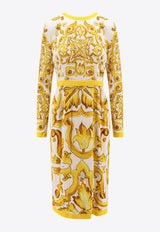 Majolica Print Charmeuse Sheath Dress