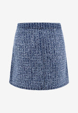 Textured Denim A-line Mini Skirt
