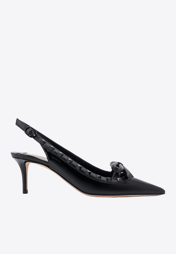 Rockstud Bow 60 Slingback Pumps in Patent Leather