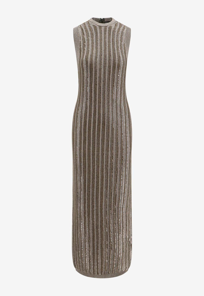 Slinky Wool-Blend Ribbed Maxi Dress