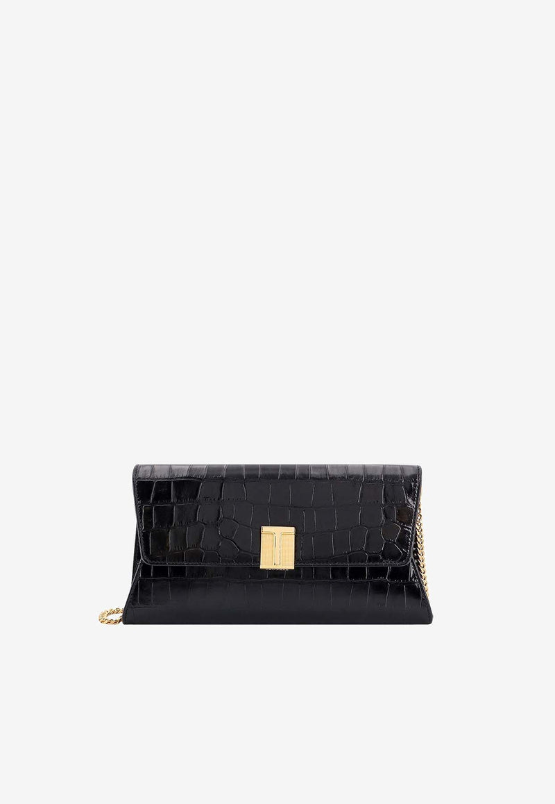 Nobile Pochette Clutch in Croc-Embossed Leather