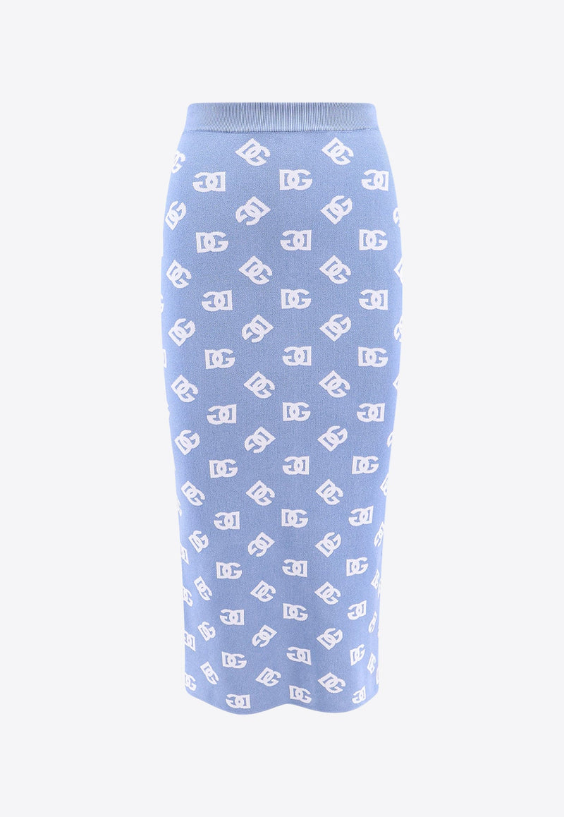 DG Logo Jacquard Midi Pencil Skirt