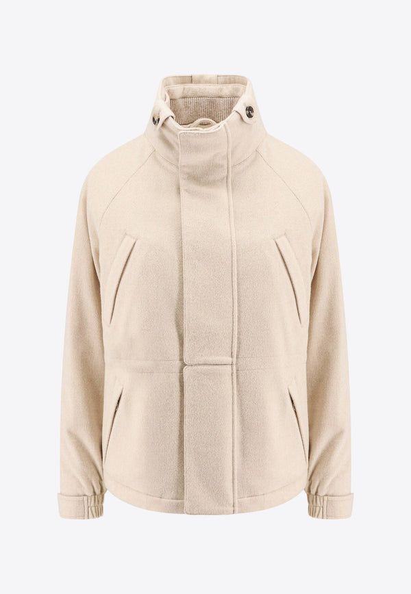 High-Neck Zip-Up Cashmere Jacket