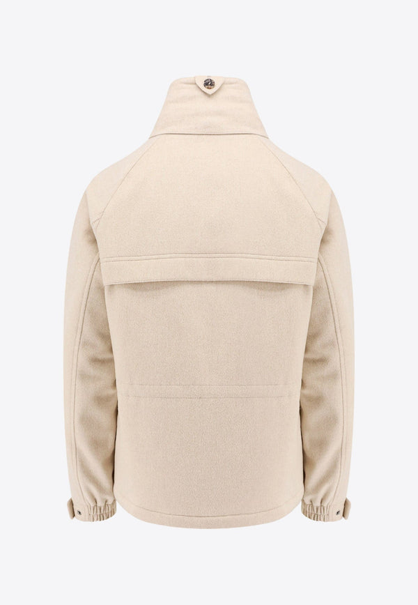 High-Neck Zip-Up Cashmere Jacket